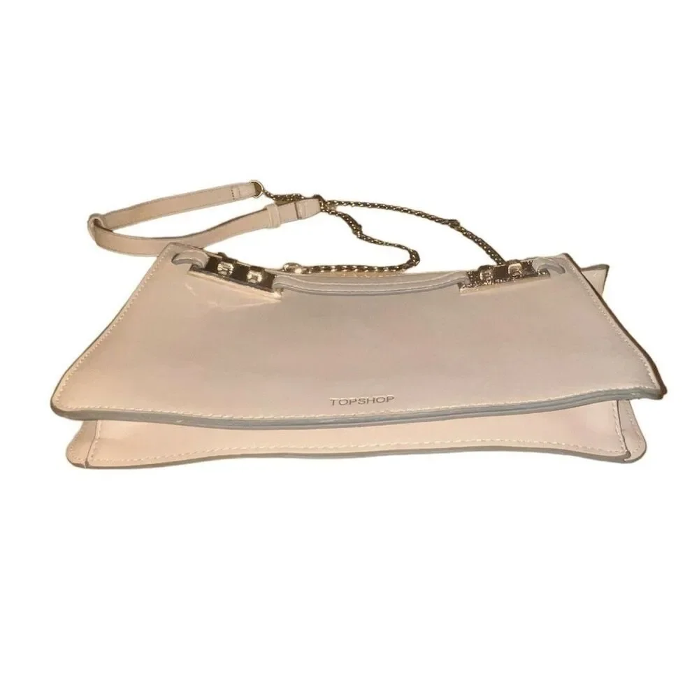 TopShop Pale Blush Pink Faux Leather Clutch Crossbody Shoulder Bag Purse Handbag